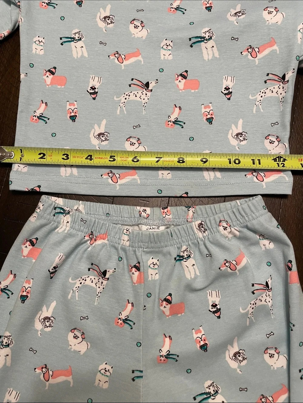 : Janie and Jack Girls Dog Print Pajama Set Size 10 Blue Cotton